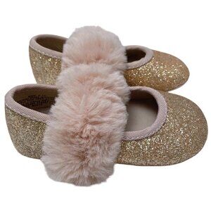 Childrens Place Baby Shoes Pink Ballet Faux Fur Princess Fairy Glitter Holiday